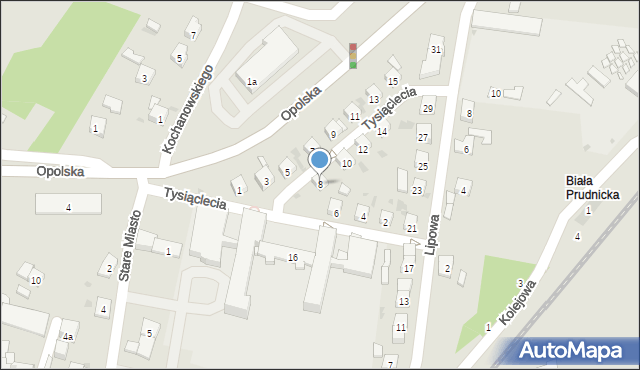 Biała, Tysiąclecia, 8, mapa Biała