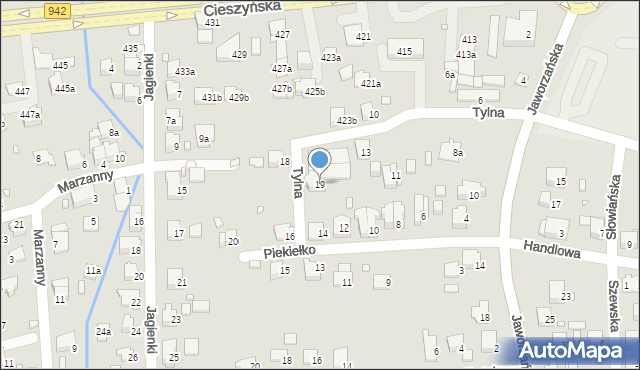 Bielsko-Biała, Tylna, 19, mapa Bielsko-Białej