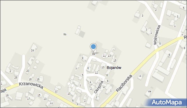 Bojanów, Tylna, 9a, mapa Bojanów