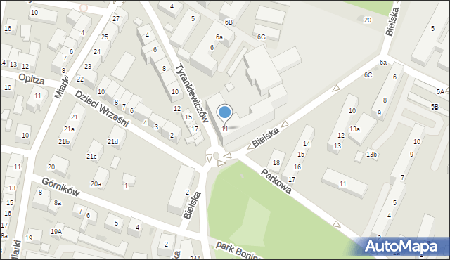 Bolesławiec, Tyrankiewiczów Heleny i Wincentego, 11, mapa Bolesławca