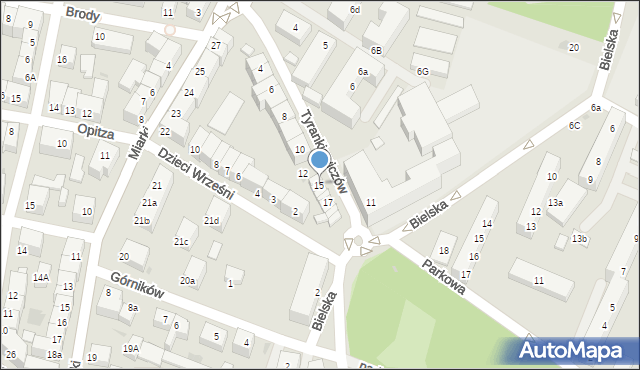 Bolesławiec, Tyrankiewiczów Heleny i Wincentego, 15, mapa Bolesławca