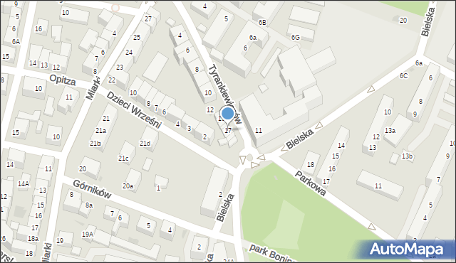 Bolesławiec, Tyrankiewiczów Heleny i Wincentego, 17, mapa Bolesławca