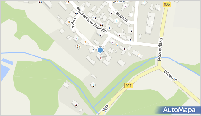 Boronów, Tylna, 1, mapa Boronów