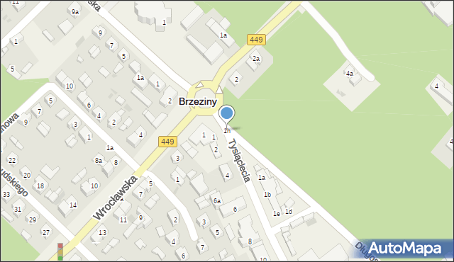 Brzeziny, Tysiąclecia, 1h, mapa Brzeziny