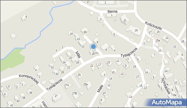 Brzozów, Tysiąclecia, 10, mapa Brzozów