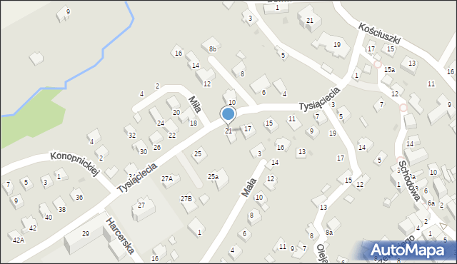 Brzozów, Tysiąclecia, 21, mapa Brzozów