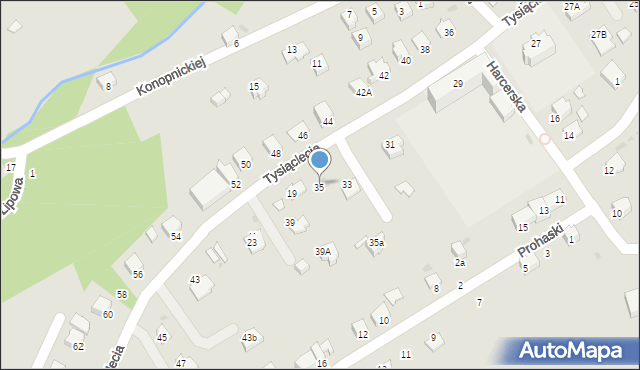 Brzozów, Tysiąclecia, 35, mapa Brzozów