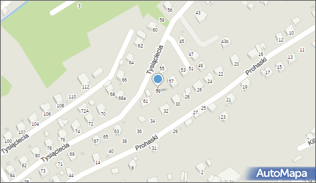 Brzozów, Tysiąclecia, 59, mapa Brzozów