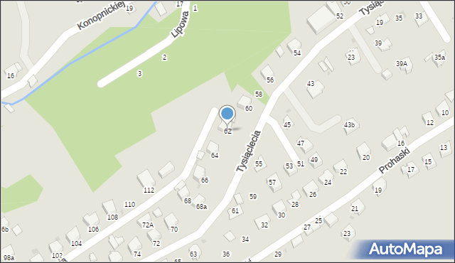 Brzozów, Tysiąclecia, 62, mapa Brzozów