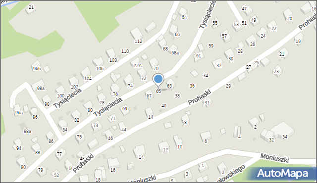 Brzozów, Tysiąclecia, 65, mapa Brzozów