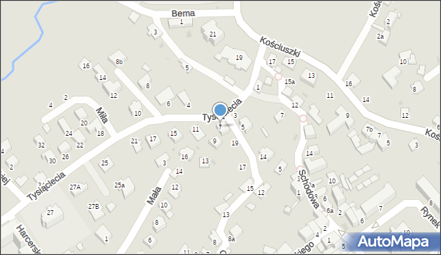 Brzozów, Tysiąclecia, 7, mapa Brzozów