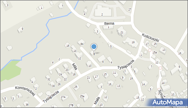 Brzozów, Tysiąclecia, 8, mapa Brzozów