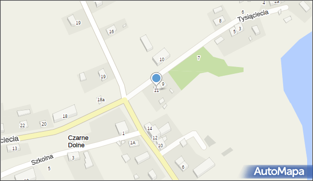 Czarne Dolne, Tysiąclecia, 11, mapa Czarne Dolne