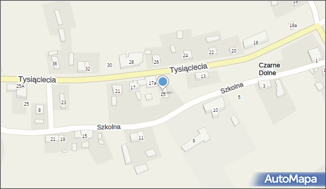 Czarne Dolne, Tysiąclecia, 15, mapa Czarne Dolne