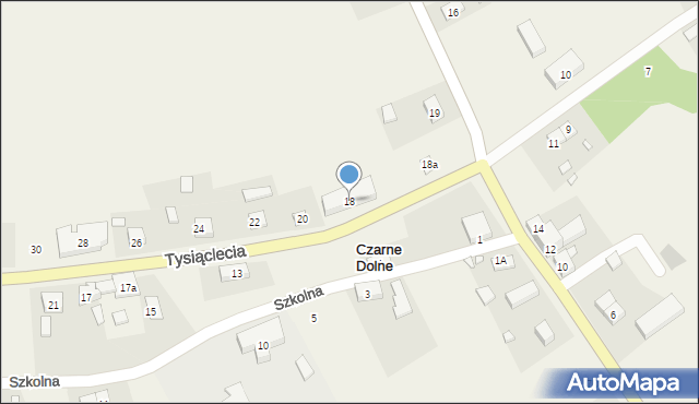 Czarne Dolne, Tysiąclecia, 18, mapa Czarne Dolne