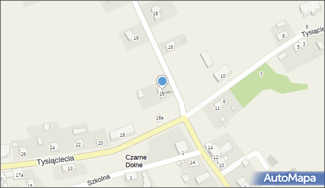 Czarne Dolne, Tysiąclecia, 19, mapa Czarne Dolne