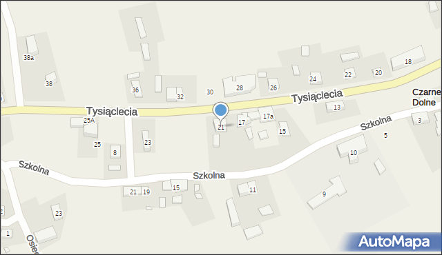 Czarne Dolne, Tysiąclecia, 21, mapa Czarne Dolne