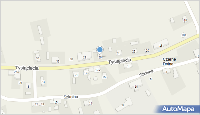 Czarne Dolne, Tysiąclecia, 26, mapa Czarne Dolne