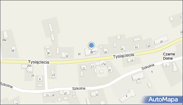 Czarne Dolne, Tysiąclecia, 28, mapa Czarne Dolne