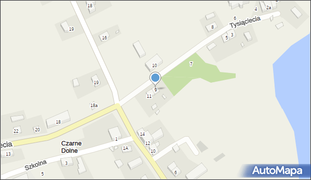 Czarne Dolne, Tysiąclecia, 9, mapa Czarne Dolne