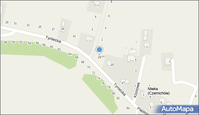 Czernichów, Tyniecka, 43, mapa Czernichów