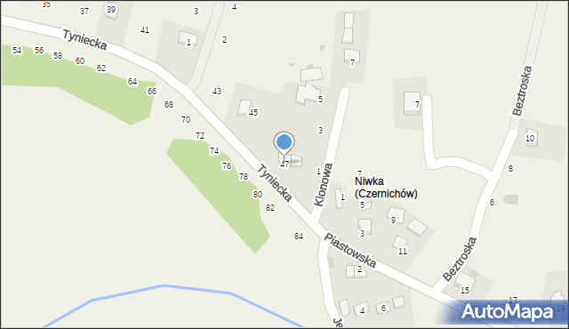Czernichów, Tyniecka, 47, mapa Czernichów