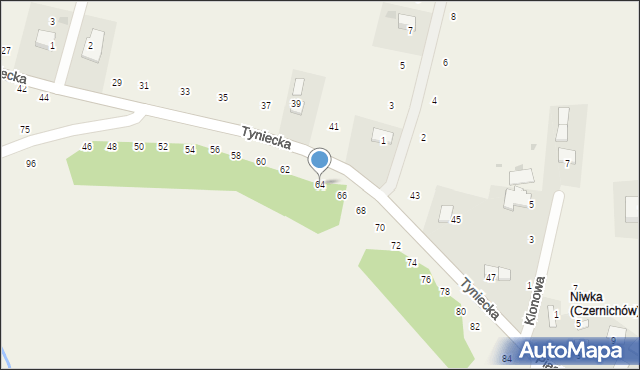 Czernichów, Tyniecka, 64, mapa Czernichów