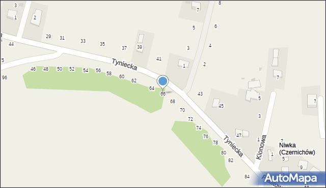 Czernichów, Tyniecka, 66, mapa Czernichów