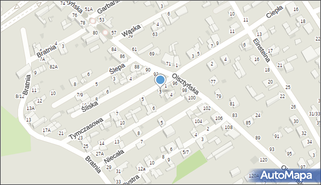 Częstochowa, Tymczasowa, 3, mapa Częstochowy