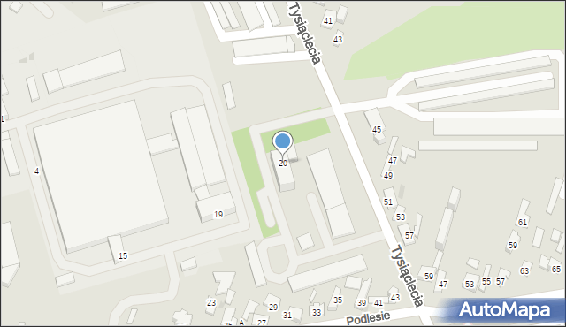 Dąbrowa Górnicza, Tysiąclecia, 20, mapa Dąbrowa Górnicza