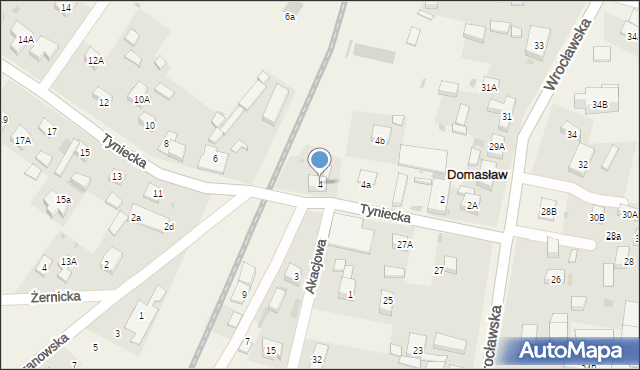 Domasław, Tyniecka, 4, mapa Domasław