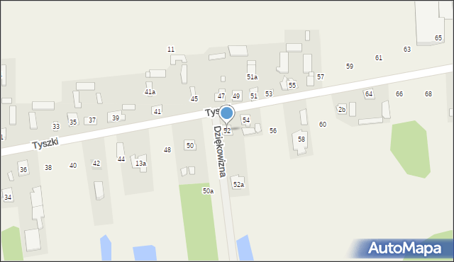 Dziękowizna, Tyszki Antoniego, ks., 52, mapa Dziękowizna