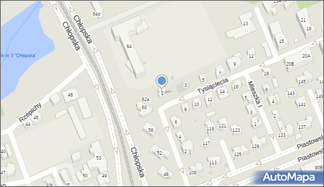 Gdańsk, Tysiąclecia, 1, mapa Gdańska