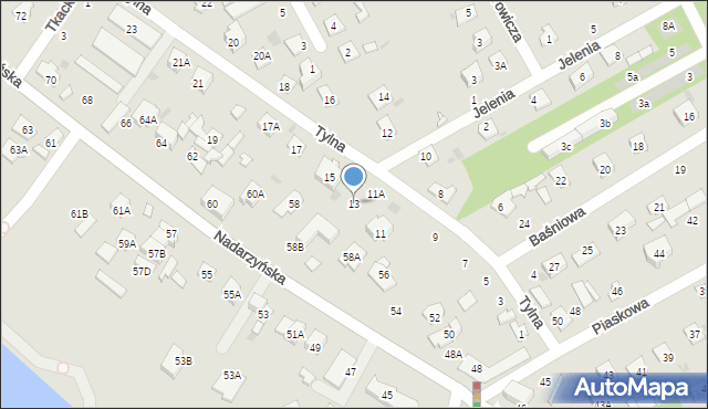 Grodzisk Mazowiecki, Tylna, 13, mapa Grodzisk Mazowiecki