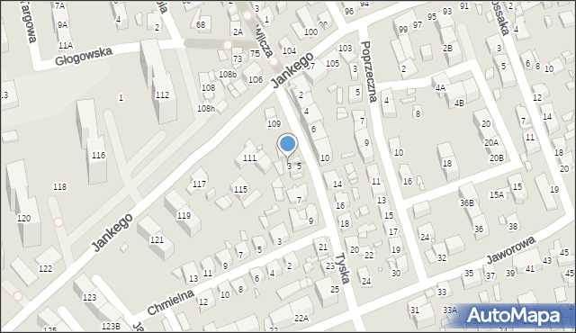 Katowice, Tyska, 3, mapa Katowic