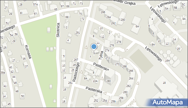 Katowice, Tylna, 7, mapa Katowic