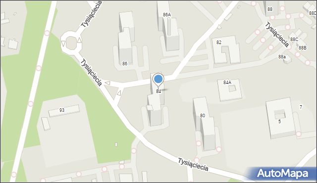 Katowice, Tysiąclecia, 84, mapa Katowic