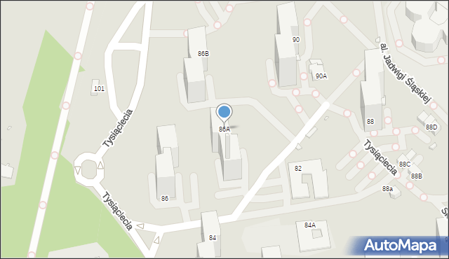 Katowice, Tysiąclecia, 86A, mapa Katowic