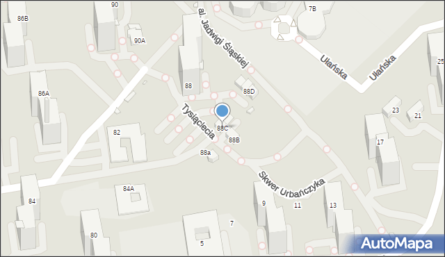 Katowice, Tysiąclecia, 88C, mapa Katowic