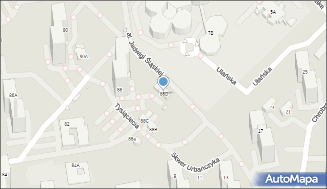 Katowice, Tysiąclecia, 88D, mapa Katowic