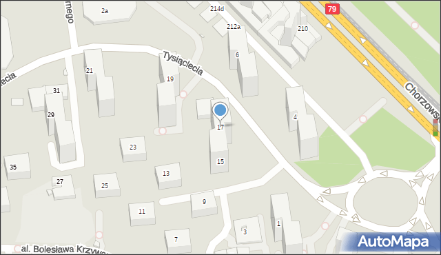 Katowice, Tysiąclecia, 17, mapa Katowic