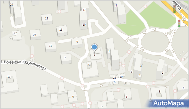 Katowice, Tysiąclecia, 3, mapa Katowic