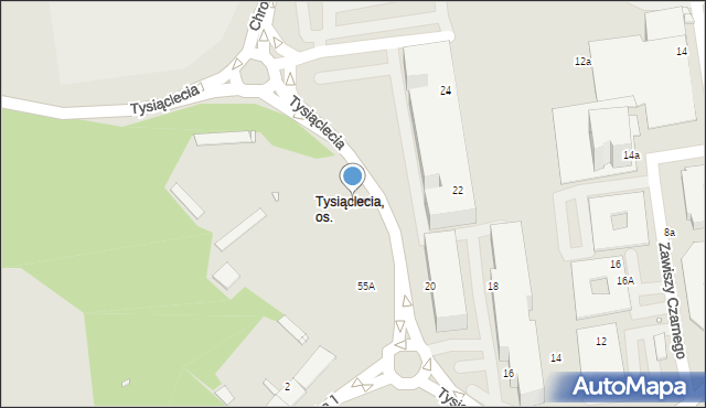 Katowice, Tysiąclecia, 55, mapa Katowic