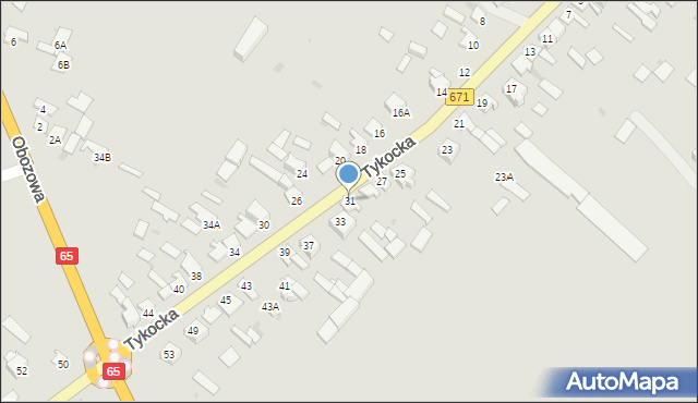 Knyszyn, Tykocka, 31, mapa Knyszyn