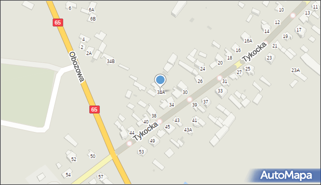 Knyszyn, Tykocka, 34A, mapa Knyszyn