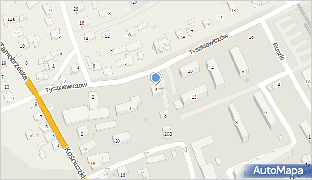 Kolbuszowa, Tyszkiewiczów, 6, mapa Kolbuszowa