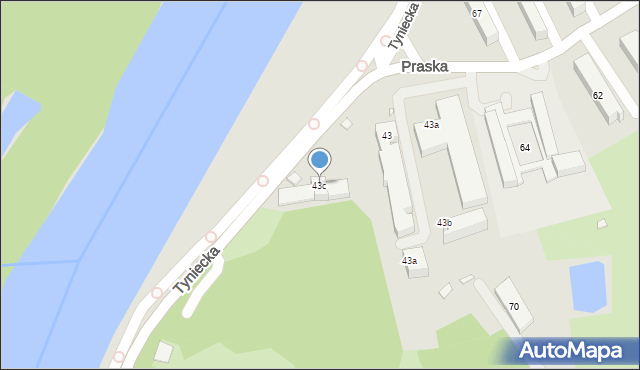 Kraków, Tyniecka, 43c, mapa Krakowa