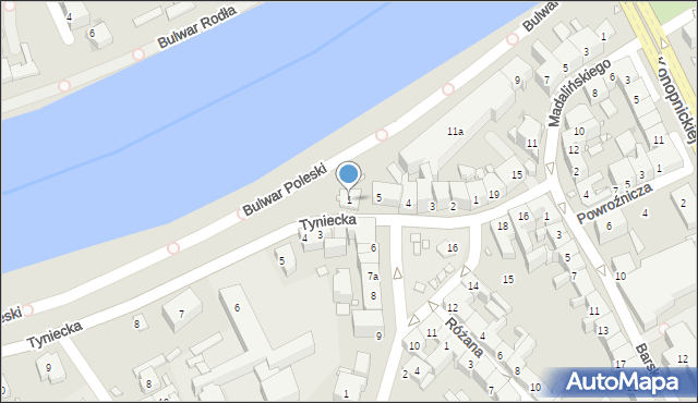 Kraków, Tyniecka, 1, mapa Krakowa