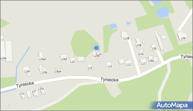 Kraków, Tyniecka, 116a, mapa Krakowa