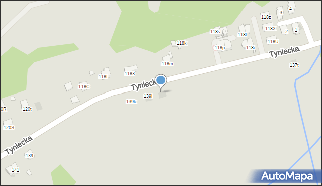 Kraków, Tyniecka, 139m, mapa Krakowa